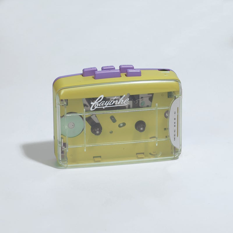 مسجل شريط بايين بوكس الشفاف بتصميم ريترو مسجل محمول سماعات رأس تشغيل تسجيل الشريط للبيع - Image 1